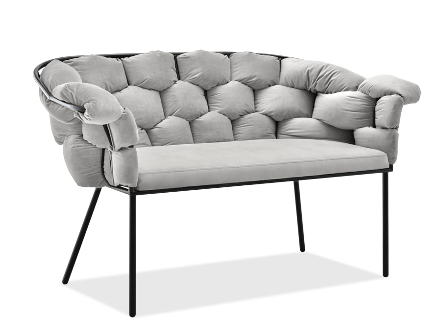 Sofa Pilo szary welur - widok ogólny