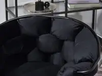 fotel pilo czarny welur, podstawa czarny