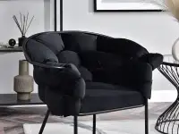 fotel pilo czarny welur, podstawa czarny