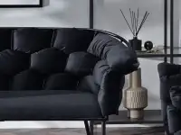 sofa pilo czarny welur, podstawa czarny