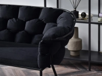 sofa pilo czarny welur, podstawa czarny