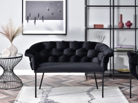 sofa pilo czarny welur, podstawa czarny