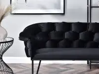 sofa pilo czarny welur, podstawa czarny
