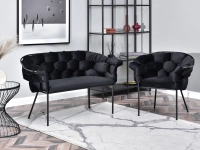 sofa pilo czarny welur, podstawa czarny