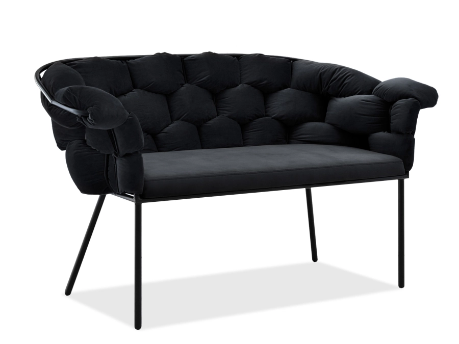 Sofa Pilo czarny welur – widok przodu