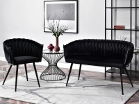 sofa rosa czarny welur, podstawa czarny