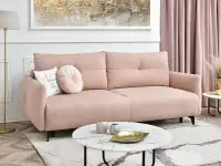 sofa lulu pudrowy-róż tkanina,podstawa czarny