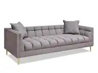 sofa deco ciemny-popiel welur,podstawa złoty