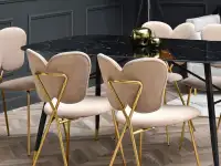 krzesło wings beżowy welur,podstawa złoty	