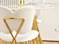 krzesło wings kremowy welur,podstawa złoty	