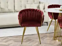 krzesło rosa bordowy welur,podstawa złoty