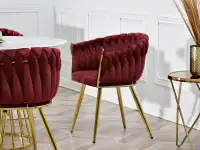 krzesło rosa bordowy welur,podstawa złoty