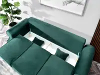 sofa tosca zielony tkanina,podstawa czarna