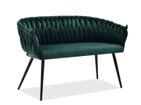 sofa rosa zielony welur, podstawa czarny