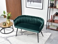 sofa rosa zielony welur, podstawa czarny