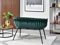 sofa rosa zielony welur, podstawa czarny