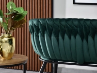 sofa rosa zielony welur, podstawa czarny