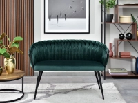 sofa rosa zielony welur, podstawa czarny