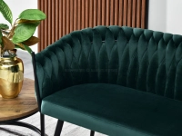 sofa rosa zielony welur, podstawa czarny