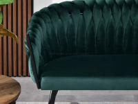 sofa rosa zielony welur, podstawa czarny