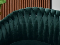 sofa rosa zielony welur, podstawa czarny