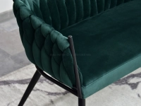 sofa rosa zielony welur, podstawa czarny