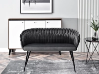 sofa rosa grafitowy welur, podstawa czarny