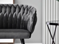 sofa rosa grafitowy welur, podstawa czarny