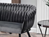 sofa rosa grafitowy welur, podstawa czarny