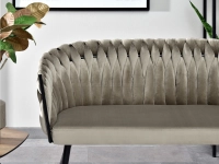 sofa rosa ciemny beż welur, podstawa czarny