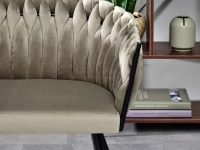 sofa rosa ciemny beż welur, podstawa czarny
