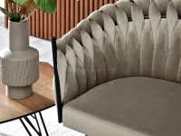 sofa rosa ciemny beż welur, podstawa czarny