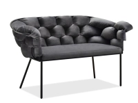 sofa pilo grafitowy welur, podstawa czarny