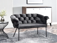 sofa pilo grafitowy welur, podstawa czarny