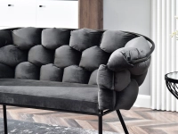 sofa pilo grafitowy welur, podstawa czarny