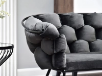sofa pilo grafitowy welur, podstawa czarny