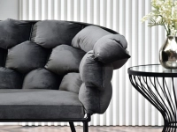 sofa pilo grafitowy welur, podstawa czarny