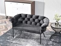 sofa pilo grafitowy welur, podstawa czarny