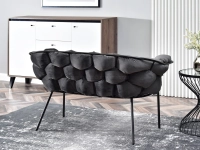 sofa pilo grafitowy welur, podstawa czarny
