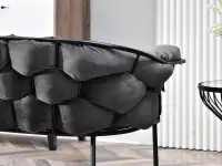 sofa pilo grafitowy welur, podstawa czarny
