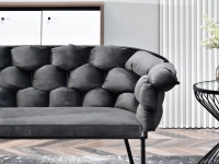 sofa pilo grafitowy welur, podstawa czarny
