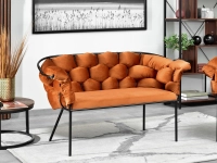 sofa pilo miedziany welur, podstawa czarny