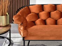 sofa pilo miedziany welur, podstawa czarny