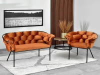 sofa pilo miedziany welur, podstawa czarny