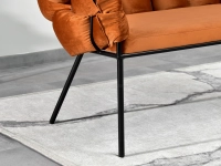sofa pilo miedziany welur, podstawa czarny
