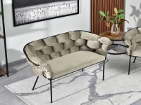 sofa pilo piaskowy welur, podstawa czarny