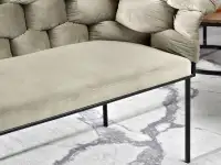 sofa pilo piaskowy welur, podstawa czarny