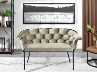 sofa pilo piaskowy welur, podstawa czarny