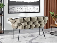 sofa pilo piaskowy welur, podstawa czarny