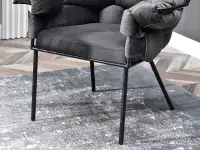 fotel pilo grafitowy welur, podstawa czarny